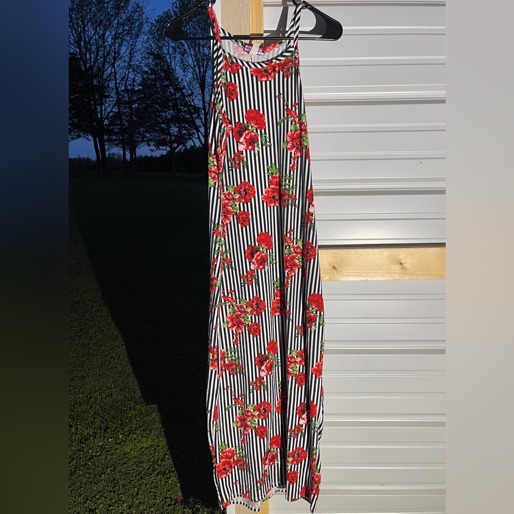 Floral Striped Maxi Dress